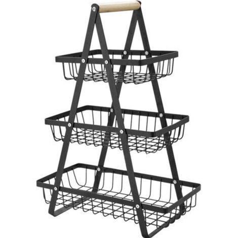 Porte-fruits à 3 Niveaux Panier de Fruits et Legumes Détachable Panier à Pain Porte-légumes Corbeille à Fruits, Panier pour Fruits Légumes Snacks Panier Rangement Cuisine Maison Bureau avec Tournevis (1/3)