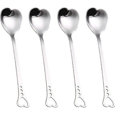 Lot de 4 mini-cuillères à dessert en métal, cuillères de service, cuillères à apéritif, cuillères à long manche, cuillères à gâteau, cuillères de table RYX (1/3)