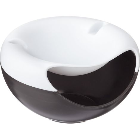1 Bol saladier avec porte-téléphone, compartiment déchets, diamètre 20,5 cm, noir et blanc, pour apéritif (1/5)