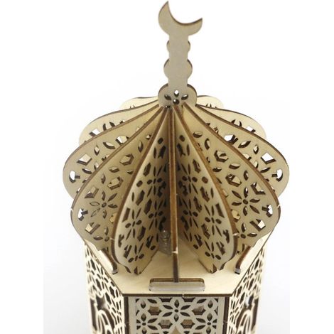 Ramadan LED-Lampe aus Holz, Eid Mubarak Mond-LED-Licht, muslimische islamische dekorative Laterne für die Heimdekoration (1/5)