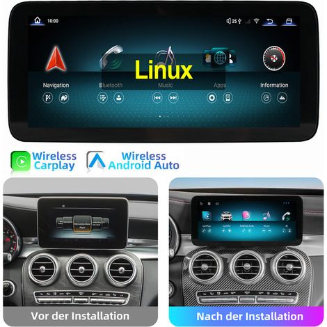 Linux Autoradio Android Auto Carplay NTG5.0 pour Mercedes Classe C/GLC/V W205 X253 10,25"