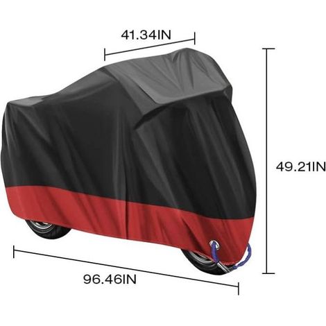 Schutzhülle für Motorrad und Roller – Wasserdicht – Größe XXL – 245 × 105 × 125 cm – Rot und Schwarz (1/3)