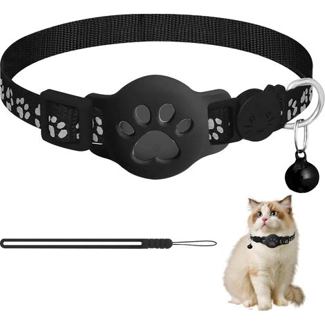 Collier de Suivi GPS en Temps réel pour Chat, Collier pour Chat Anti-étranglement, Compatible avec Les appareils et Android (Noir) (1/5)