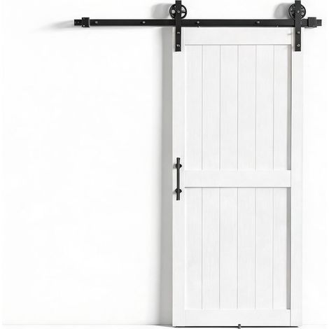 Porte coulissante en applique MDF et acier au carbone avec rail (1/5)