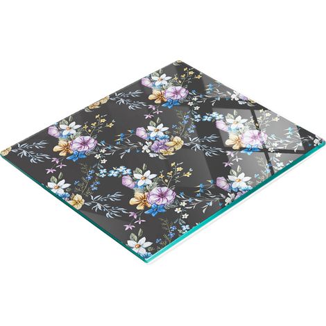 Küchenservierbrett aus Glas mit Vintage-Blumenmotiven, 60 x 52 cm (1/5)