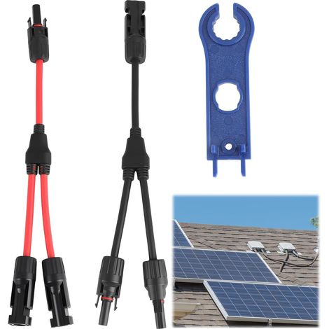 Câble Y Solaire 6mm², Connecteur Y pour Panneaux Solaires, Connecteurs M/FF et F/MM, Câble Photovoltaïque Y, 30 cm, Étanchéité IP67, 10AWG, Câble pour Systèmes Solaires (1/5)
