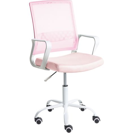 Silla de oficina moderna con altura ajustable giratoria tapizado de malla rosa pastel Ease