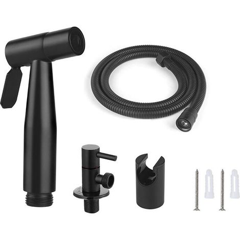 UlisemPulvérisateur de toilettes pour bidet et de toilettes en acier inoxydable, Kit de pulvérisateur de bidet, pulvérisateur de robinetterie Pulvérisateur de WC (noir) (1/3)