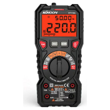 QORVA-Multimètre Automatique Numérique, TRMS 6000 Comptes (Guide de Bornes LED), Ampèremètre, Testeur Electrique Professionnel, Température Capacimètre Tension/Courant CA/CC Résistance/Fréquence,de