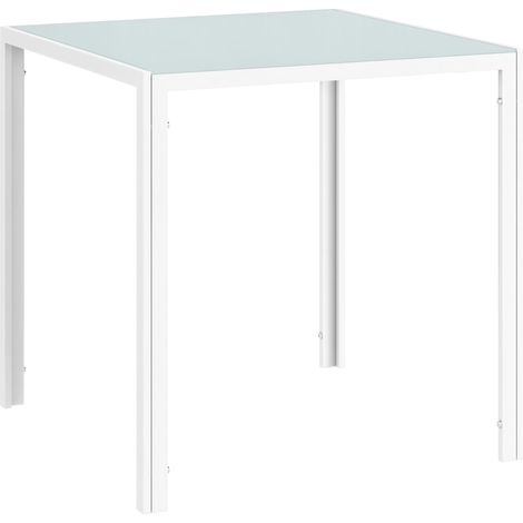 Table carrée pour 4 personnes, plateau en verre trempé, pour cuisine et salle à manger, 75 x 75 x 75 cm, blanche