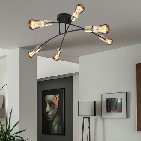 Lampada da soffitto design soggiorno sala da pranzo illuminazione ottone antico lampada nera