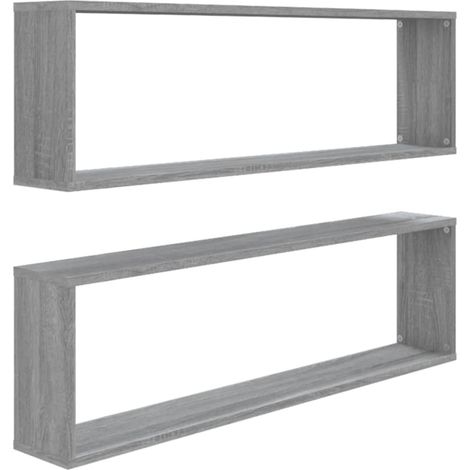 Wall Cube Shelves 2 pcs Grey Sonoma 100x15x30 cm Engineered Wood vidaXL