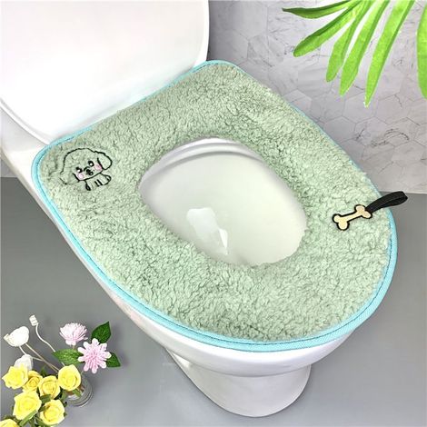 Siège de toilette domestique, siège de toilette, siège de toilette épaissi, siège de toilette à fermeture éclair (fermeture éclair vert clair) (1/3)