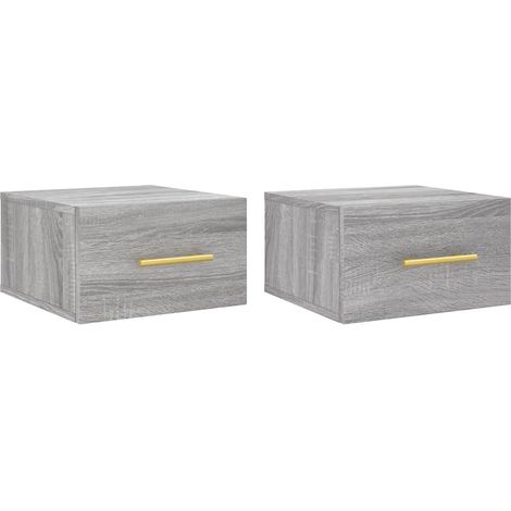 Maison Exclusive - Mesitas de noche de pared 2 uds color gris Son (1/5)