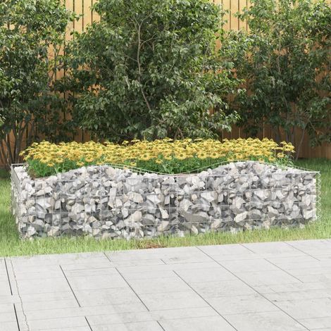 Lit surélevé à gabions arqué-Jardinière en cage à pierre-Jardinière à gabion 200x100x50 cm Fer galvanisé (1/5)