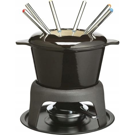 Aster Fondue-Set MasterClass schwarz Gusseisen 7 Teile