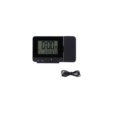 Horloge de Projection noire avec écran LCD de température et de temps, horloge de chargement USB pour la maison (1/5)