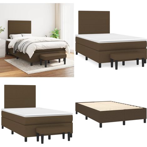 Sommier à lattes de lit avec matelas Marron foncé 120x200 cm - Lit Double - Lit Plateforme - Matelas Ferme - Literie - Chambre À Coucher - Home & Living