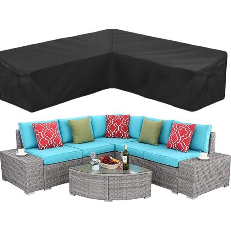 Housse de canapé d'angle de jardin extérieur meubles en tissu Oxford housse imperméable table et chaise housse de protection contre la poussière une pièce (1/5)