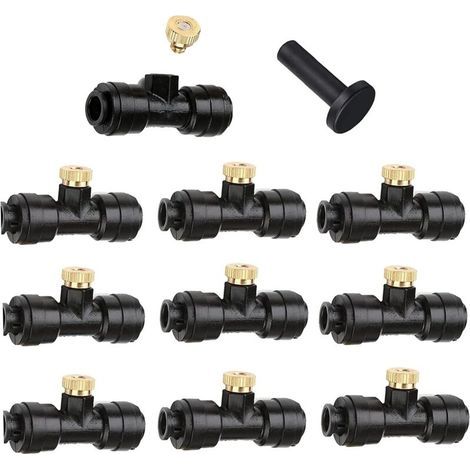 10 Pieces Brass Misting Nozzles for Spraying Outdoor Cooling Systems, Garden Irrigation, 6mm (1/5)