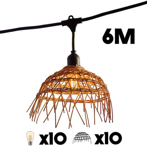 Guirlande lumineuse d'extérieur connectable 10 ampoules E27 blanc chaud – Longueur 6m – IP64 pour usage extérieur – 1000 lumens – Lumi Jardin (1/7)