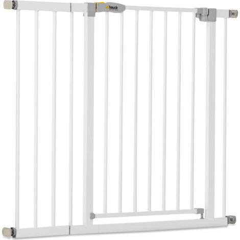 hauck Cancelletto di Sicurezza per Bambini Open N Stop KD incl. Estensione da 21cm - Cancelletto per Bambini da 96 a 101cm - Fissaggio a Pressione - Estensibile, per Porte e Scale - Metallo, Bianco (1/5)