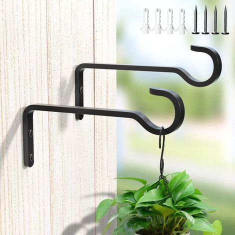 Crochet pour plantes - Lot de 2 - Support suspendu pour plantes - Crochet mural - Crochet pour plantes en pot - Crochet mural de 15 cm - Convient pour les plantes, mangeoires à oiseaux, carillons éoli (1/5)