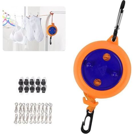 Étendoir à linge portable, étendoir à linge de camping, étendoir à linge rétractable, étendoir à linge d'extérieur, étendoir à linge multicolore (1/4)