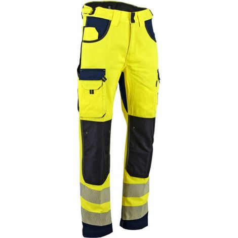 Verteidigung High Vis Hose LMA Knietaschen T40 Fluo Gelb/ Marine - 1667 T40