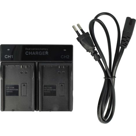 vhbw Dual Ladegerät kompatibel mit Canon DC220, DC210, DM MVX4i, DC95, DC50, DC20, DC230, DC21, DC40 Kamera - Ladeschale, Stromkabel Ladeanzeige (1/5)