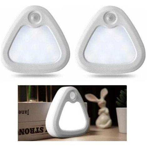 Veilleuse LED avec détecteur de mouvement, éclairage intérieur à détecteur de mouvement, éclairage LED sans fil alimenté par batterie, base magnétique, lumière LED blanche (lot de 2) (1/4)