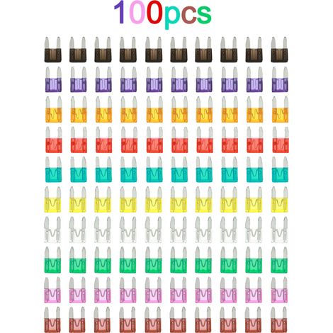 Assortiment de fusibles à Mini lame pour voiture et camion, 100 pièces, Kit de fusibles 40A 3A 5A 7.5A 10A 15A 20A 25A 30A 35A