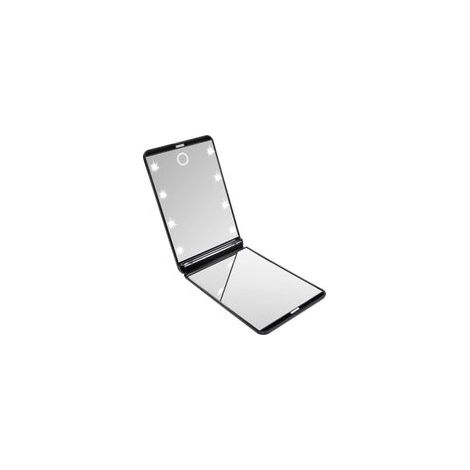 Miroir de Poche Pliable, Miroir Illuminé de Maquillage, Miroirs à Main, Grossissant 1x / 2X, pour Le Rasage Le Camping et Le Maquillage (Noir) (1/4)