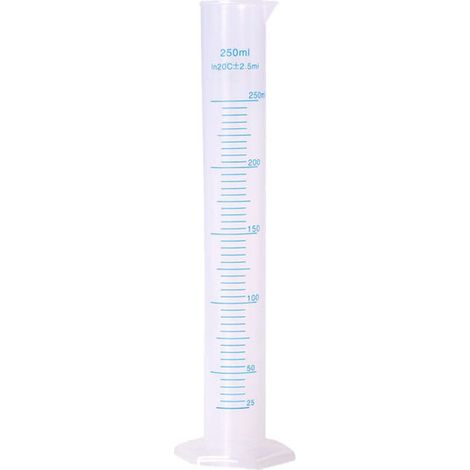 250-ml-Messzylinder aus transparentem Kunststoff, zylindrischer Messbecher aus Kunststoff, für Labor, Messwerkzeuge, Flüssigkeiten, Glaswaren und Laborbedarf (1/5)