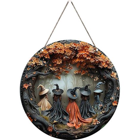 Pancarte Halloween pour la Porte d'Entrée Décorations d'Halloween Pancarte Sorcière Style Ferme sur le Porche Pour Intérieur Extérieur Maison Bureau Appartement Ferme (1/5)