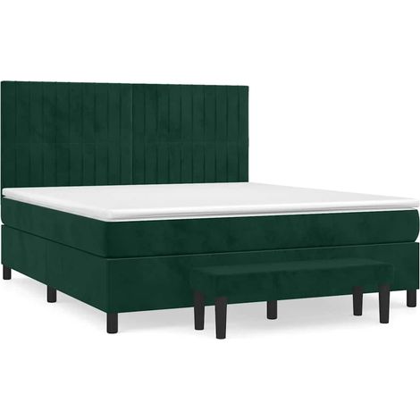 Maison Exclusive - Giroletto a Molle con Materasso Verde Scuro 160x200 cm Velluto (1/5)