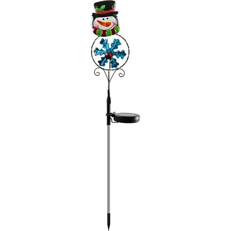 Lampe solaire sur piquet de jardin de noël, bonhomme de neige, décoration alimentée par imperméabilisation pour cour (1/5)