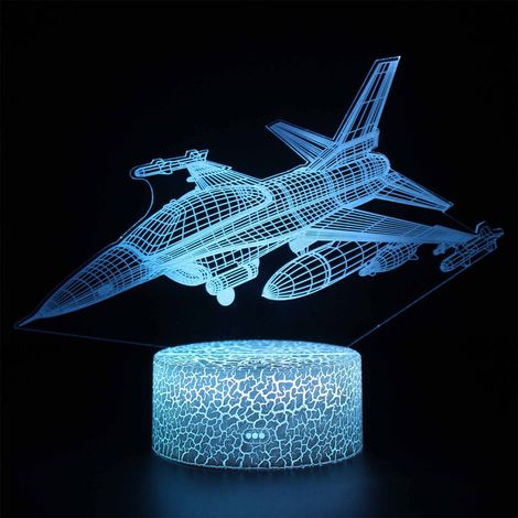 Veilleuse Avion - Veilleuse LED 3D avec Télécommande - Éclairage Ambiant pour Chambre d'Enfant - 16 Couleurs - Alimentation USB - 1 Pièce (1/5)
