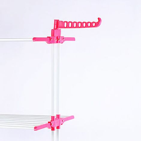 Faltbarer, flügelförmiger Wäschetrockner, mobil mit Rädern, ausziehbar, dreistufig, kreativ, rosa, für Zuhause, Großhandel (1/5)