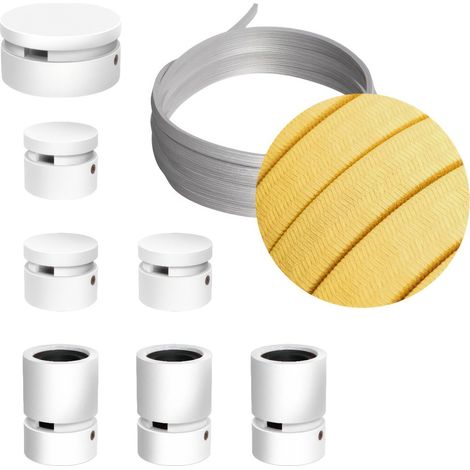 Sistema Filé Linear Kit - con cavo di 5 m per catenaria e 7 componenti in legno verniciato bianco per interni