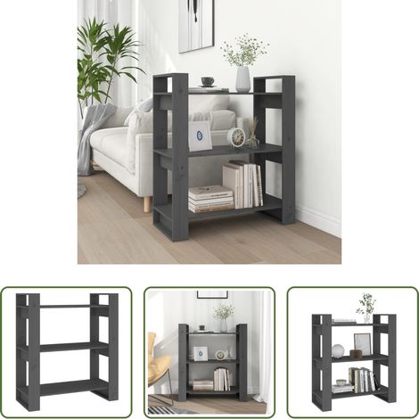 Étagère en bois - Bibliothèque/Séparateur de pièce Gris 80x35x91 cm Pin solide (1/5)