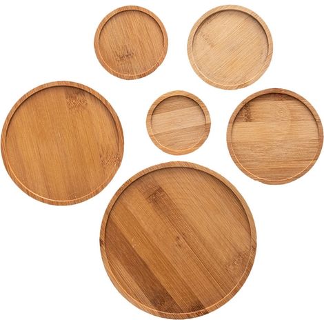 Saucer - Round Plant Tray - For Flower Pots - Khaki - 6 Pieces (1/5)