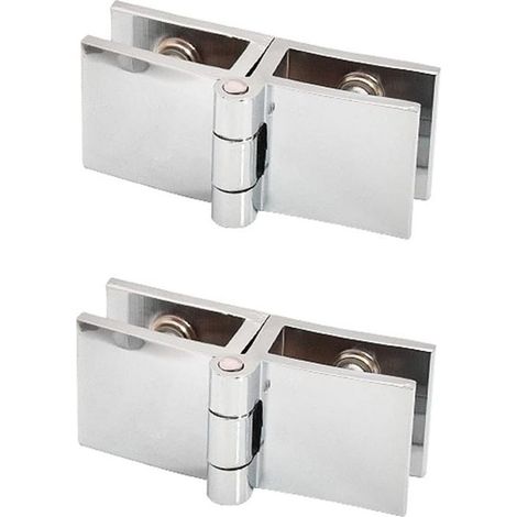 Lot de 2 charnières pour portes vitrées de bibliothèque, pivot à 180°, fixation double face, installation facile, pour portes de placards et meubles de salle de bain