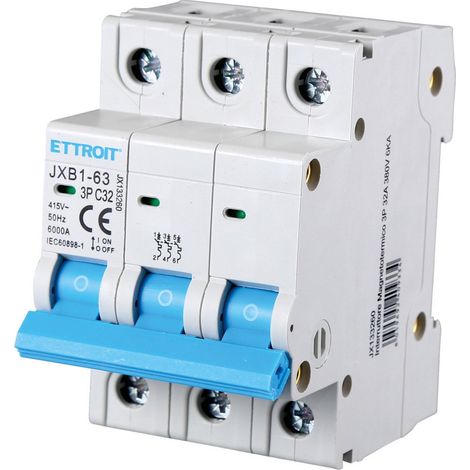 ETTROIT Interruttore Magnetotermico automatico 3P 32A 380V 6KA 3 moduli din - JX133260 (1/3)