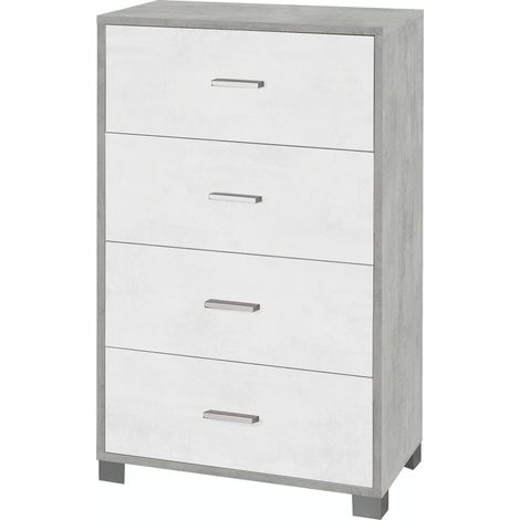 Mobile 4 Cassetti 70L x 41P x h112 – Finitura Cemento e Bianco Opaco – Sarmog (1/5)