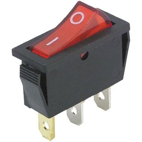Interrupteur à bascule  noir, lumineux, 3 broches, 250 V /15 A, 125 V = /20 A, 2 positions : marche/arrêt