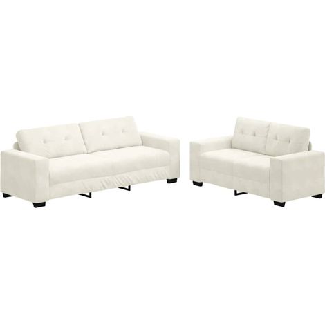 Sofa 2 pcs Cream 221 x 80 x 80 cm Velvet vidaXL (1/5)