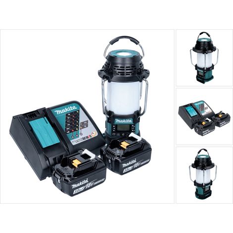 Makita DMR 056 RF Akku Radio 18 V FM DAB+ mit Laterne 360° Taschenlampe IP65 + 2x Akku 3,0 Ah + Ladegerät