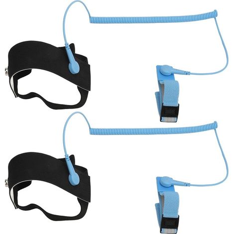 Sangle de de Pied ESD, Mise à la Terre Antistatique Réglable pour la Protection électronique en Laboratoire, 2 Pièces en Caoutchouc et Nylon (1/5)