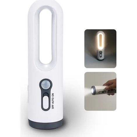 Luce notturna ricaricabile 2 in 1 con sensore di movimento: lampada notturna a LED portatile e torcia con sensore crepuscolare per camera da letto, bagno, cameretta dei bambini, toilette, lettura e ca